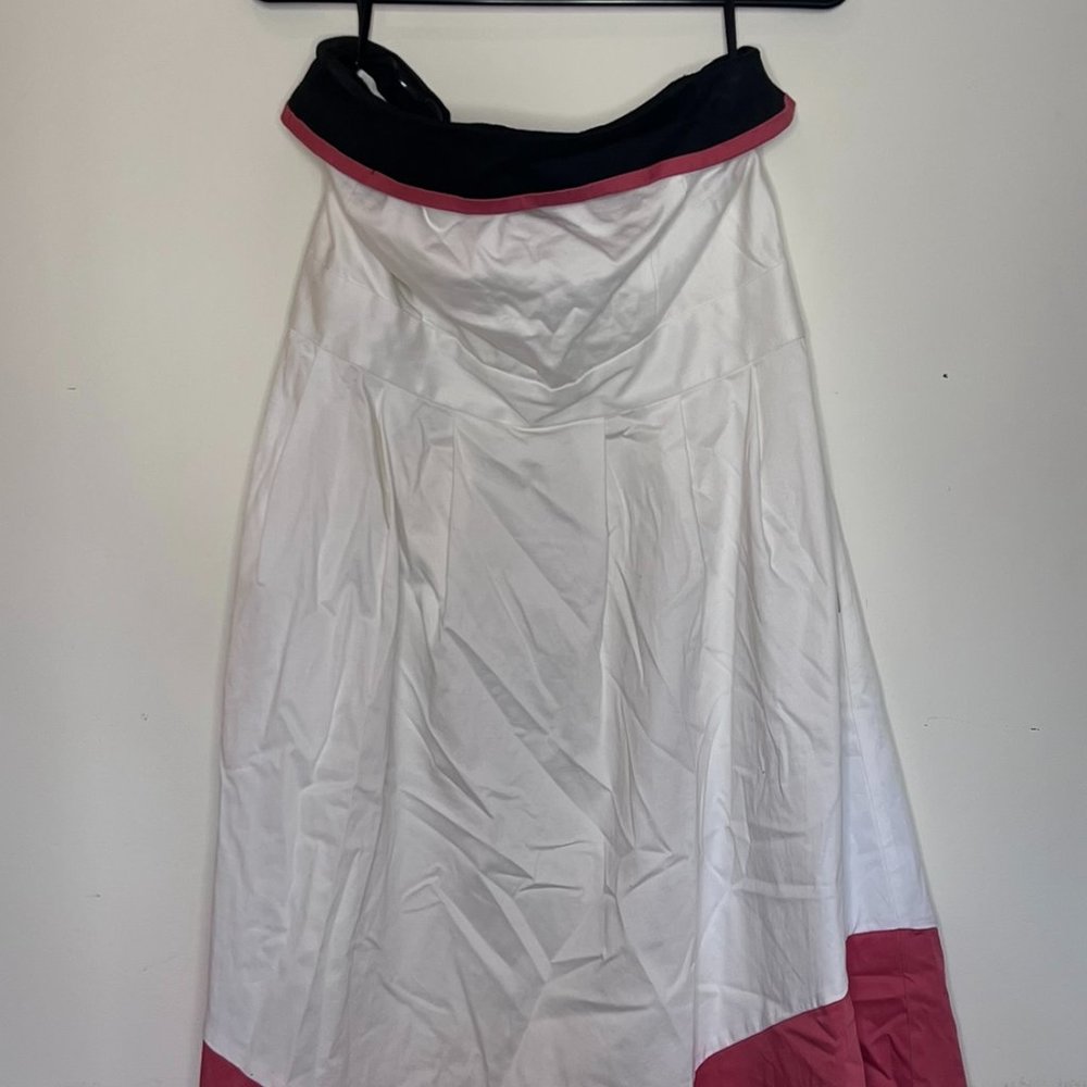 NY&Co Strapless Dress White Fitted Bodice w/ Full Skirt Lined Pockets Size L